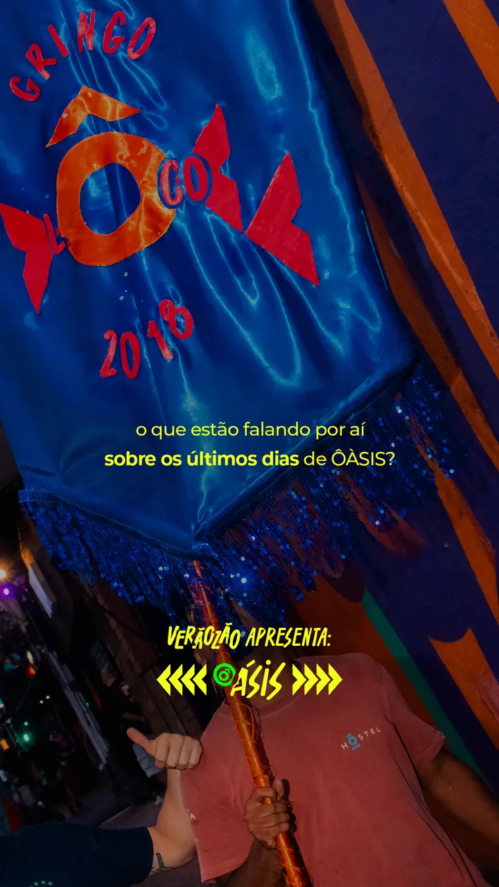 Peça de abertura da campanha VERÃOZÃO, com o estandarte e a identidade do ÔÀSIS.